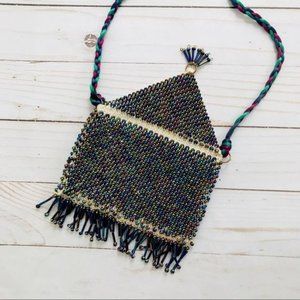 Vintage Handmade Beaded Knit Mini Bag